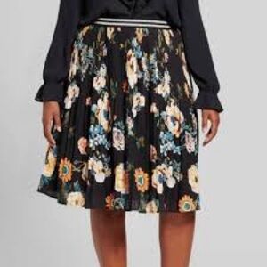 Ava & Viv Black Floral A-Line Skirt